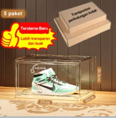 Kotak Sepatu Akrilik Buka Samping – Transparan & Stylish