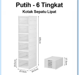 Rak Sepatu Lipat Warna Putih 6 Susun – Minimalis & Elegan