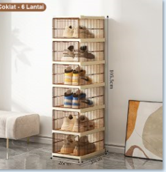 Rak Sepatu Lipat Warna Coklat 6 Susun – Estetis & Fungsional