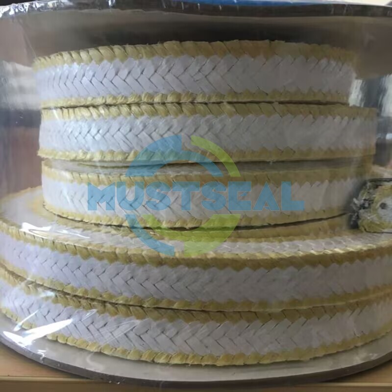 Empaquetadura de PTFE blanco con esquinas de aramida
