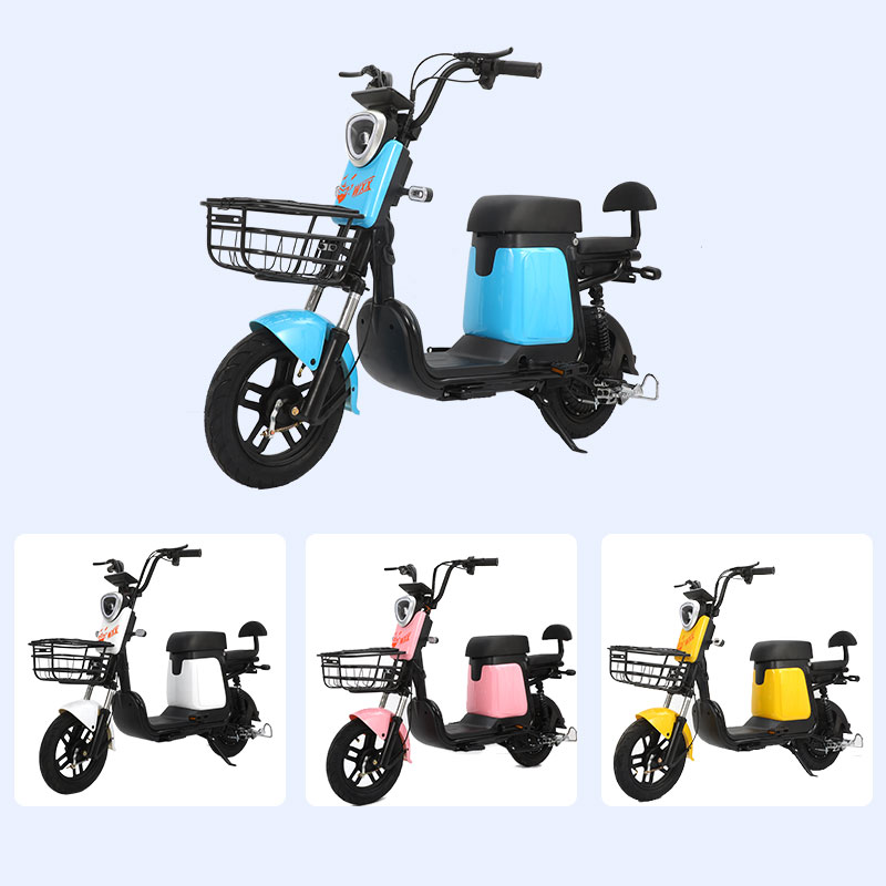 Factory Direct Sales 48V60V Multi-color Optional Motorized cycle 275-10 Tires Two-wheel Electric Bicycle Moped with Basket