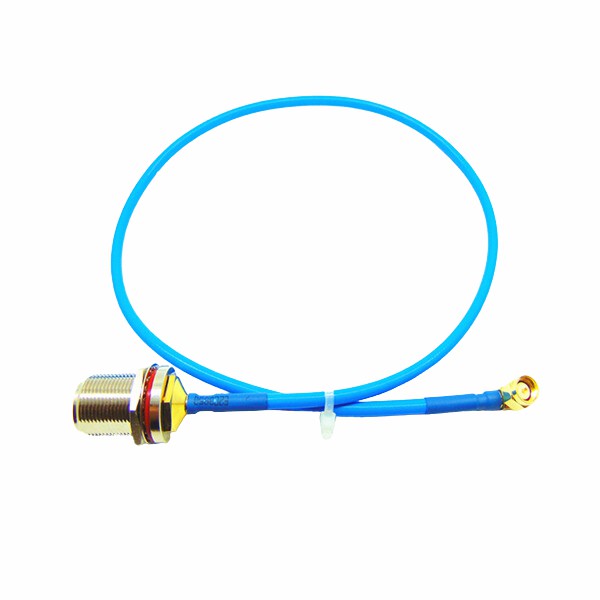 N 型母头隔板转 SMA 公头直角连接器 RG141 射频同轴电缆组件 XMR-SPTX112