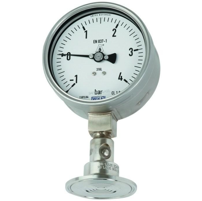 Manômetro WIKA DSS22F conforme EN 837-1 Com selo diafragma montado Com conexão clamp
