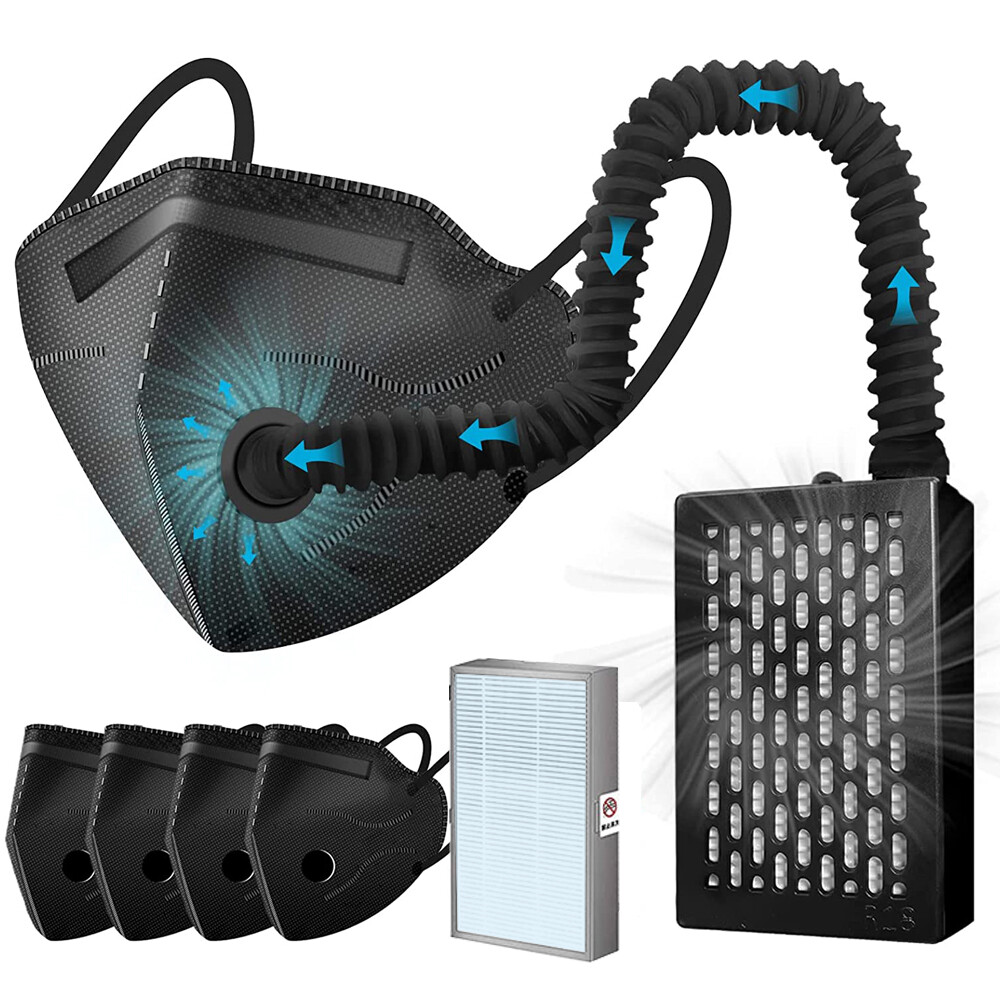 Rsenr R18 Electric KN95 Mask with Fan - Air Purifying Respirator, Replaceable Filter - Breathable for Dust, Woodworking & Construction