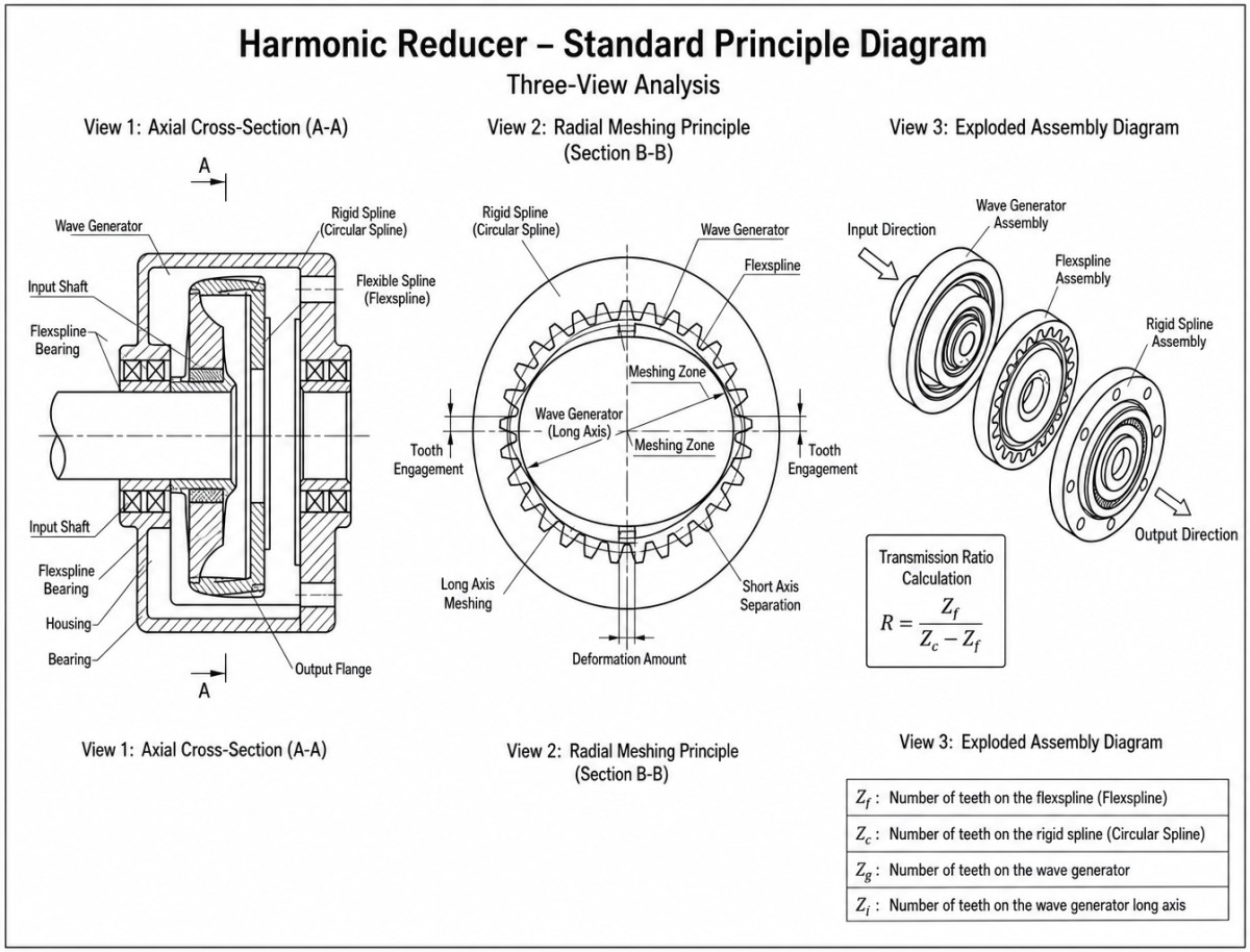Передача с гибким колесом и конструкция с малым люфтом редуктора Harmonic Drive Передача с гибким колесом и конструкция с малым люфтом редуктора Harmonic Drive