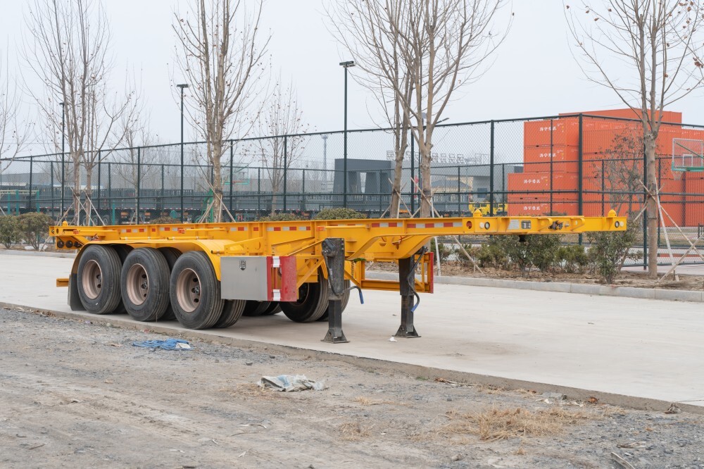 гусеничный скелетный трейлер для продажи/20 футов скелетный трейлер производитель/40 футов скелетное шасси полуприцепа цена