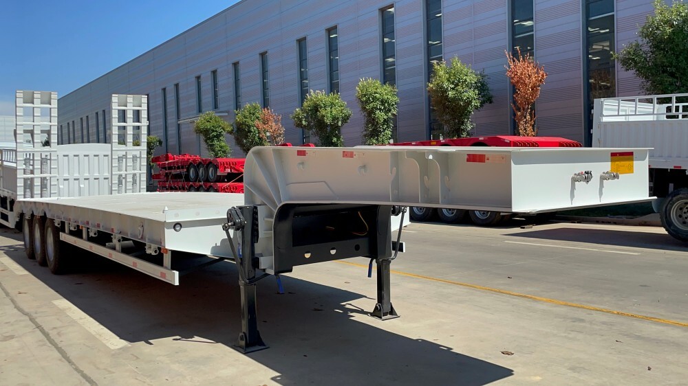 тяжелая обязанность низкорамный прицеп для продажи/4 оси низкорамный полуприцеп/низкорамный прицеп 100 тонн производитель