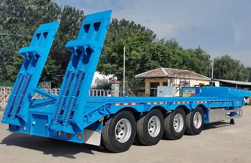 выдвижной низкорамный трейлер/100 тонн низкорамный трейлер/низкорамный полуприцеп продажа