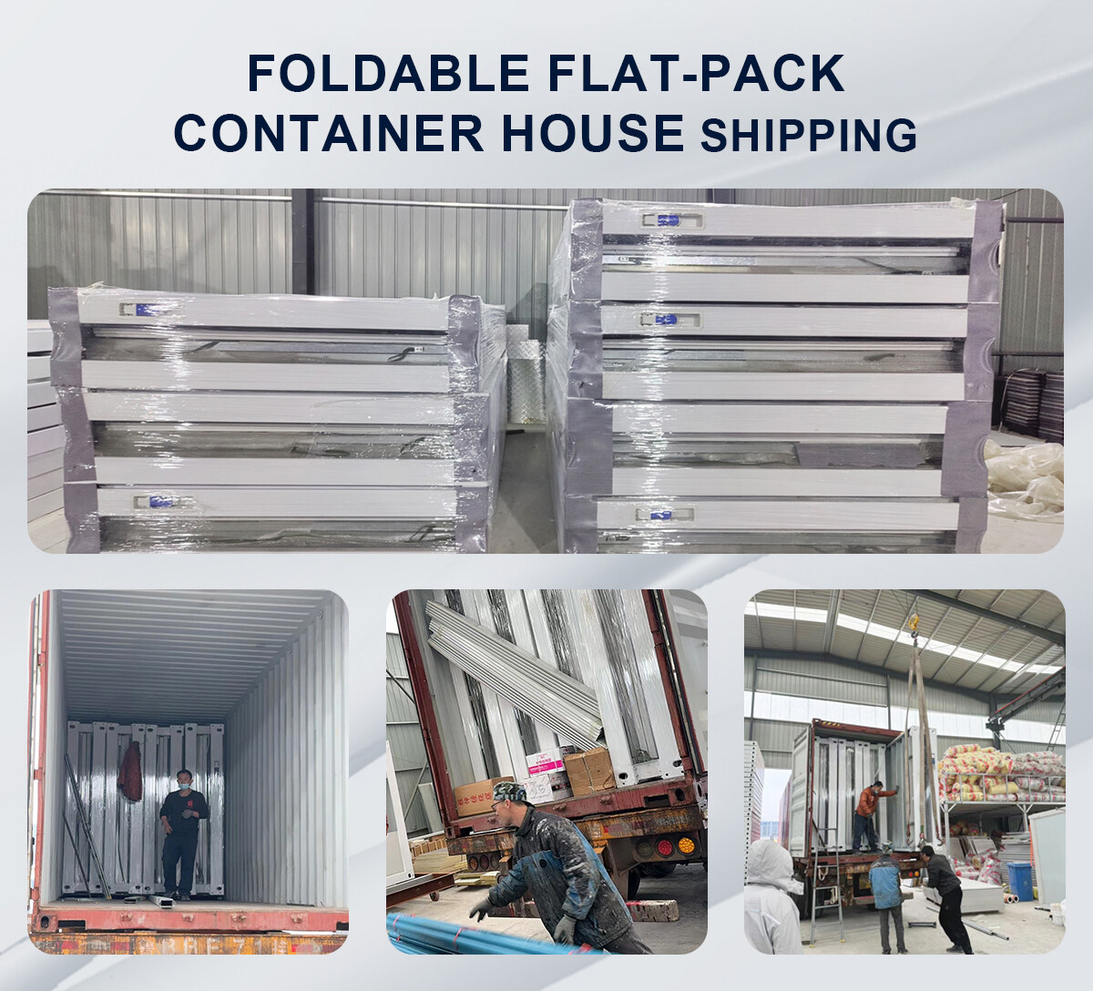 4 Foldable Flat-Pack Container House Transportation Display Diagrams