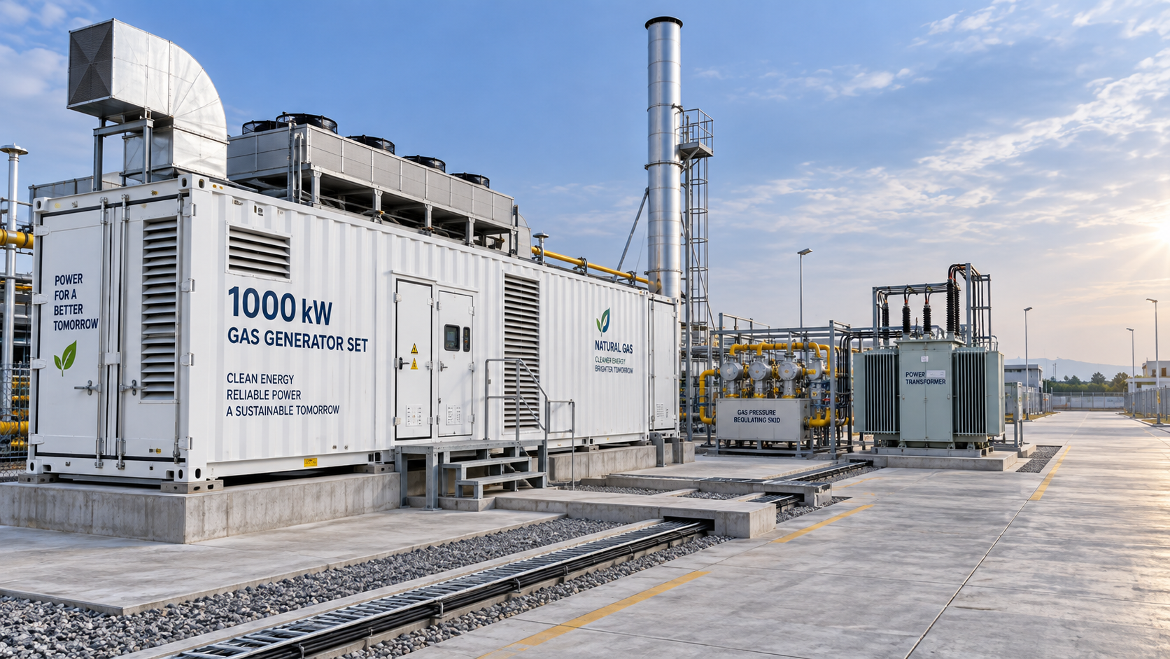 Сколько места на площадке требуется для контейнерной газогенераторной установки мощностью 1000 kW?