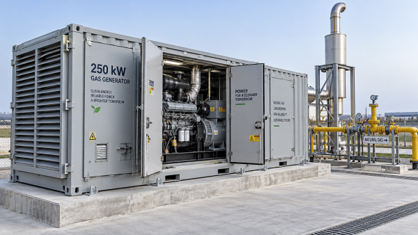 Какое свободное пространство на площадке требуется для контейнерной газогенераторной установки мощностью 250 кВт?