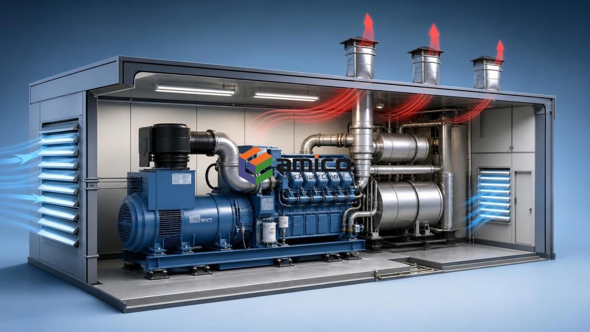 How Exhaust Treatment Affects Generator Room Ventilation Design Как обработка выхлопных газов влияет на проектирование вентиляции генераторного помещения