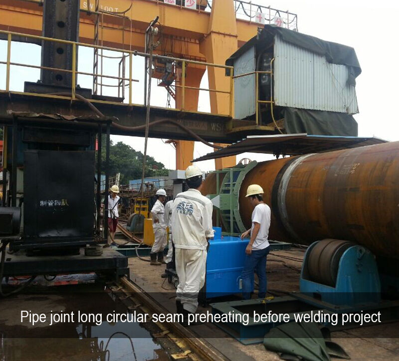 Pipe joint long circular seam preheating before welding project