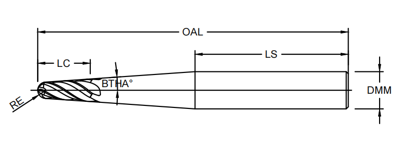 Коническая фреза с увеличенной рабочей частью
