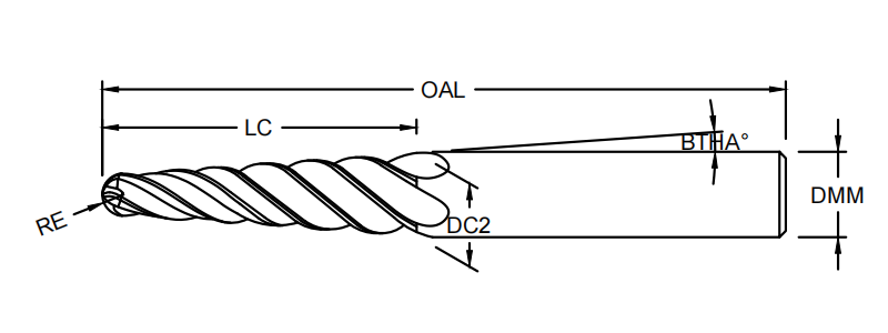 Коническая фреза со сферическим торцем