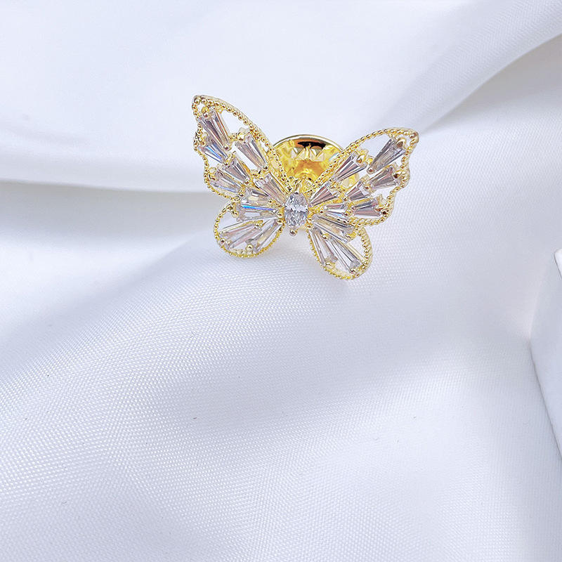 Dress Decoration Butterfly Small Brooch Electroplated Micro-inset Zircon Collar Pin Customized Brooch