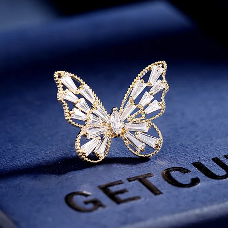 Dress Decoration Butterfly Small Brooch Electroplated Micro-inset Zircon Collar Pin Customized Brooch