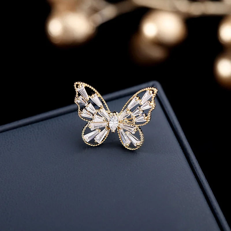 Dress Decoration Butterfly Small Brooch Electroplated Micro-inset Zircon Collar Pin Customized Brooch
