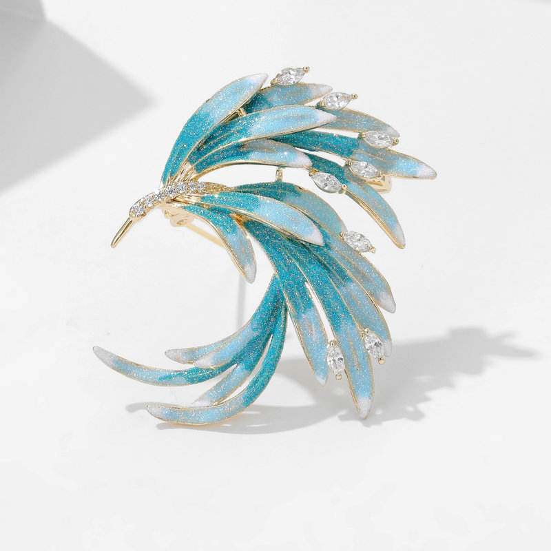 Retro Style Phoenix Corsage Cheongsam Dress Accessories Elegant Temperament Pin Chinese Style Gradient Feather Brooch