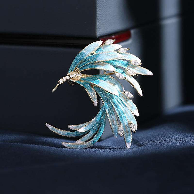 Retro Style Phoenix Corsage Cheongsam Dress Accessories Elegant Temperament Pin Chinese Style Gradient Feather Brooch