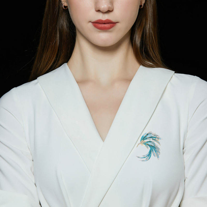 Retro Style Phoenix Corsage Cheongsam Dress Accessories Elegant Temperament Pin Chinese Style Gradient Feather Brooch