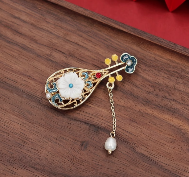 Floral Brooch Advanced Sense Light Luxury Niche Design Anti-slip Button Brooch Small Brooch
