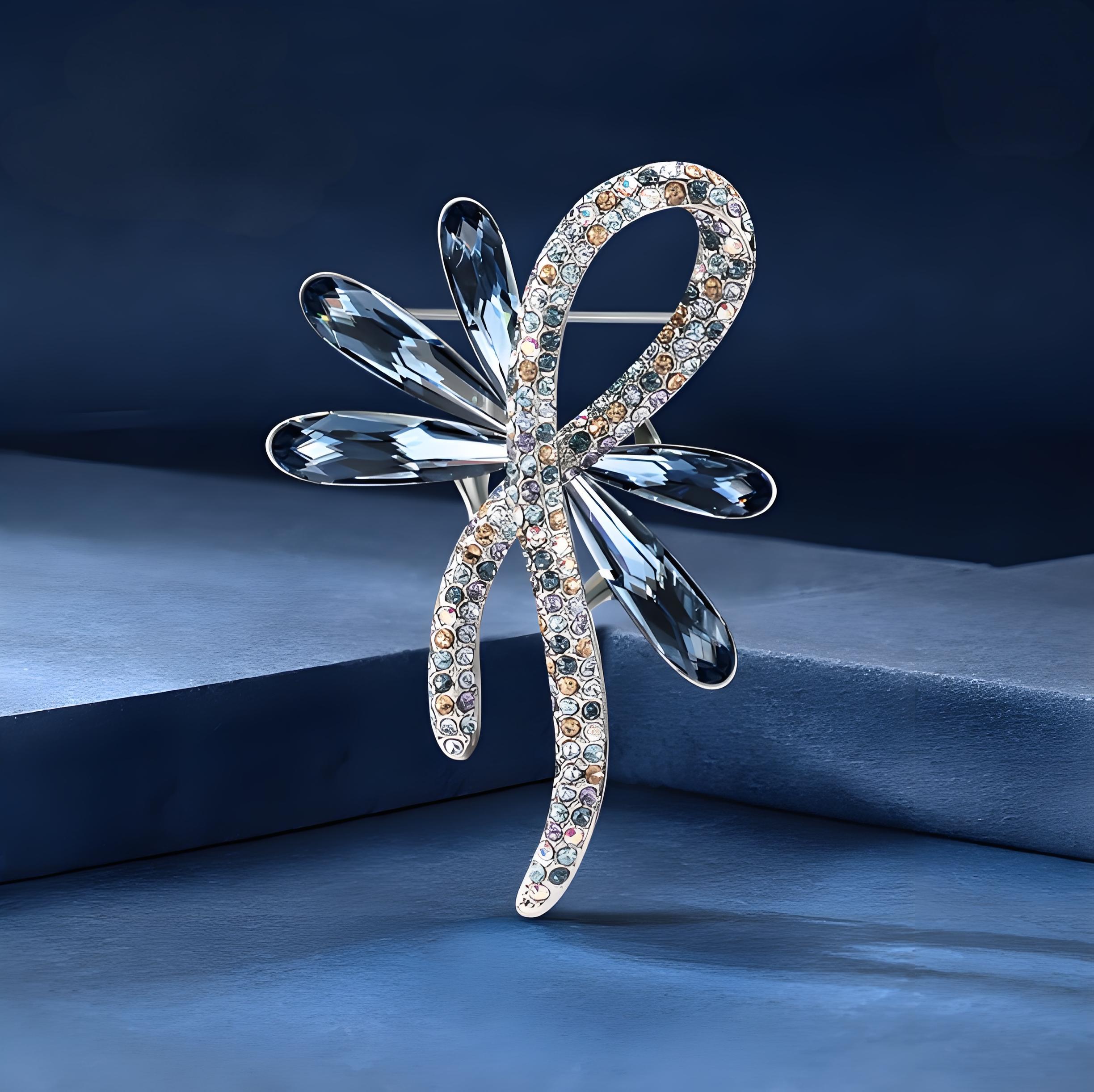 Popular Korean Version Fashion Alloy Bow Rhinestone Brooch for Women