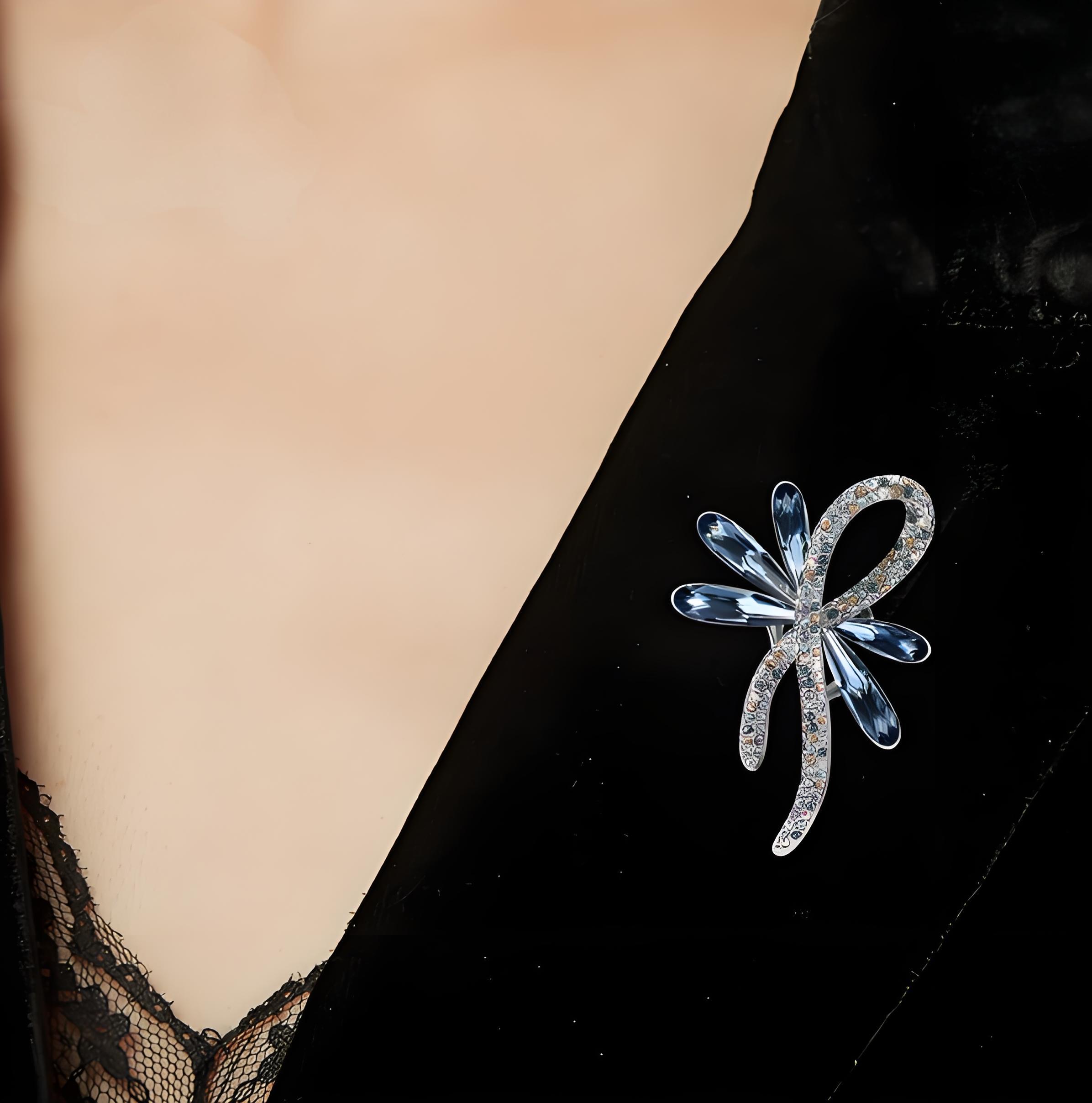 Popular Korean Version Fashion Alloy Bow Rhinestone Brooch for Women