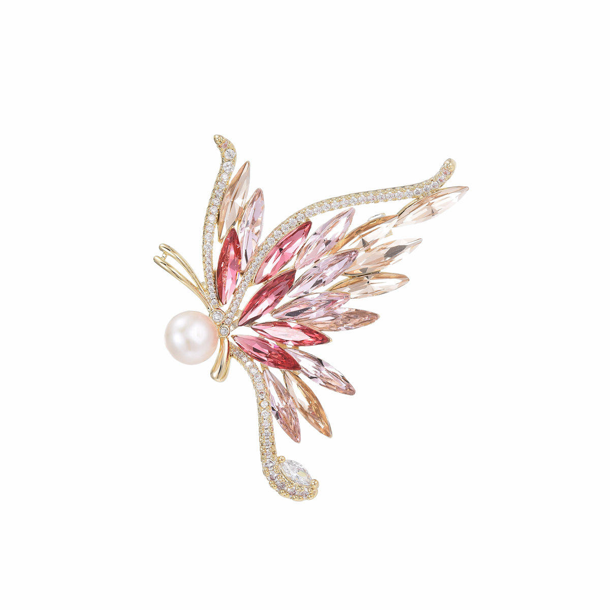 Fashion Bright Crystal Gradient Color Butterfly Brooch Elegant Temperament All-match Animal Send Girlfriend