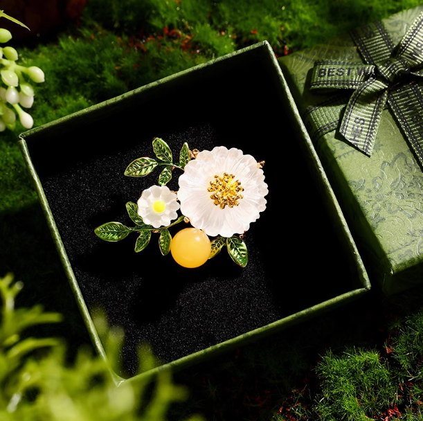 Floral Brooch Advanced Sense Light Luxury Niche Design Anti-slip Button Brooch Small Brooch