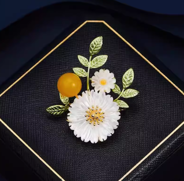 Floral Brooch Advanced Sense Light Luxury Niche Design Anti-slip Button Brooch Small Brooch