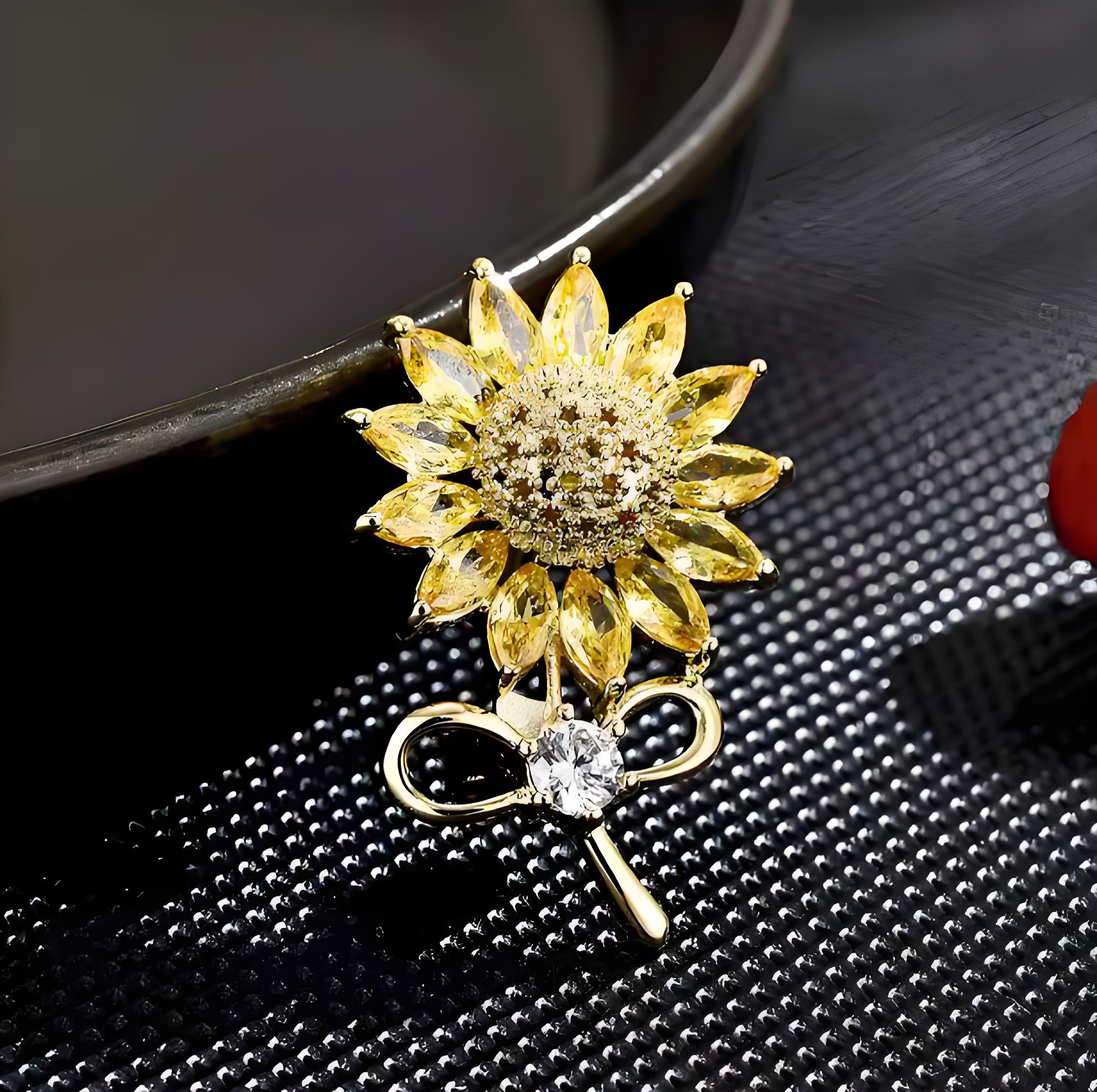 Summer pastoral style, sunshine, small fresh sunflower brooch, high-end small yellow flower corsage