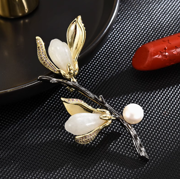 Magnolia Brooch With High-End Tianyu Corsage Freshwater Pearl Pin Stylish Cufflinks Pins Buckles & Corsage Accessory