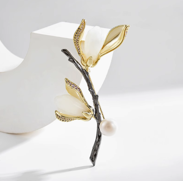 Magnolia Brooch With High-End Tianyu Corsage Freshwater Pearl Pin Stylish Cufflinks Pins Buckles & Corsage Accessory