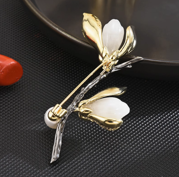 Magnolia Brooch With High-End Tianyu Corsage Freshwater Pearl Pin Stylish Cufflinks Pins Buckles & Corsage Accessory