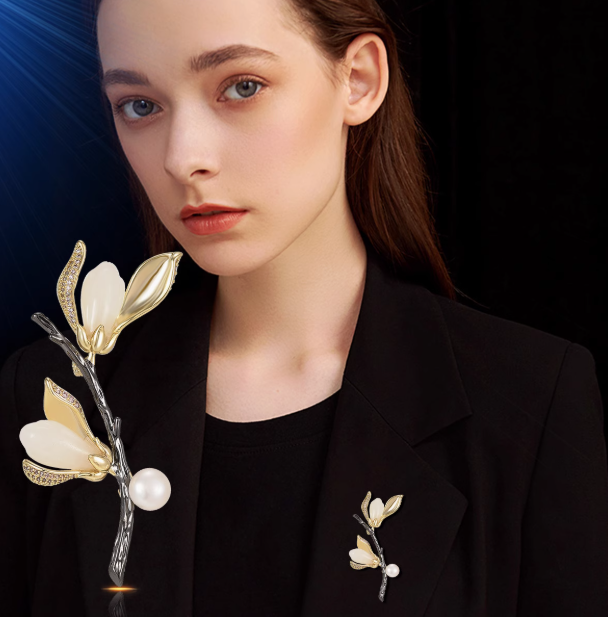 Magnolia Brooch With High-End Tianyu Corsage Freshwater Pearl Pin Stylish Cufflinks Pins Buckles & Corsage Accessory