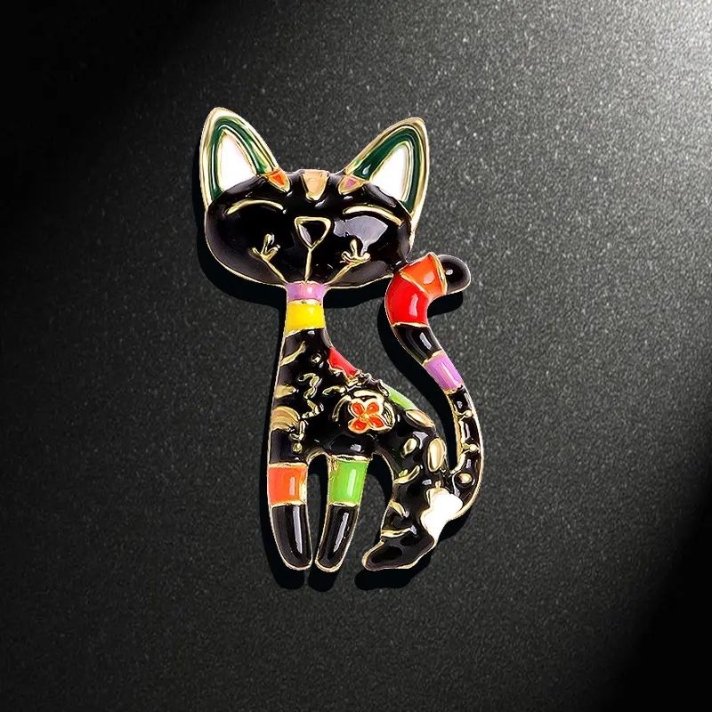 Cartoon Studded Egyptian Cat Brooch Creative Cat Brooches