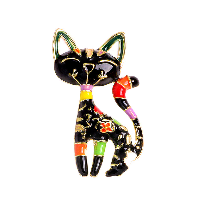 Cartoon Studded Egyptian Cat Brooch Creative Cat Brooches