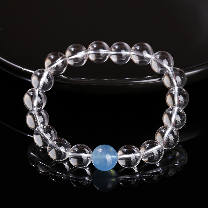 8mm Reiki Healing Crystal Stone Beads 7A Natural Rock Quartz Aquamarine Beaded Bracelet Crystal Bracelets Bangles