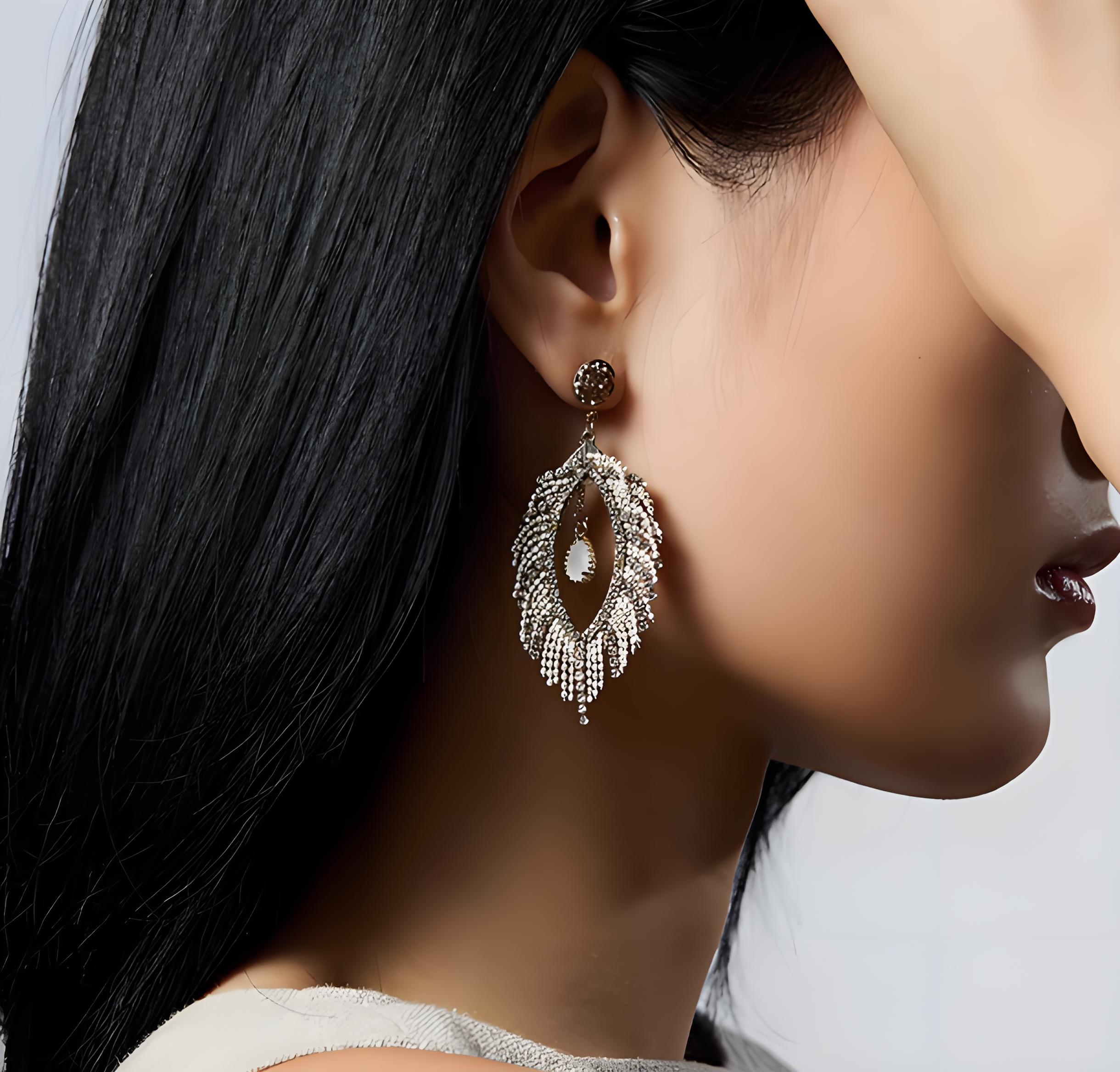Europe and America White Rhinestone Zircon Chandelier Earrings Elegant Teardrop Dangle Drop Earrings for Women