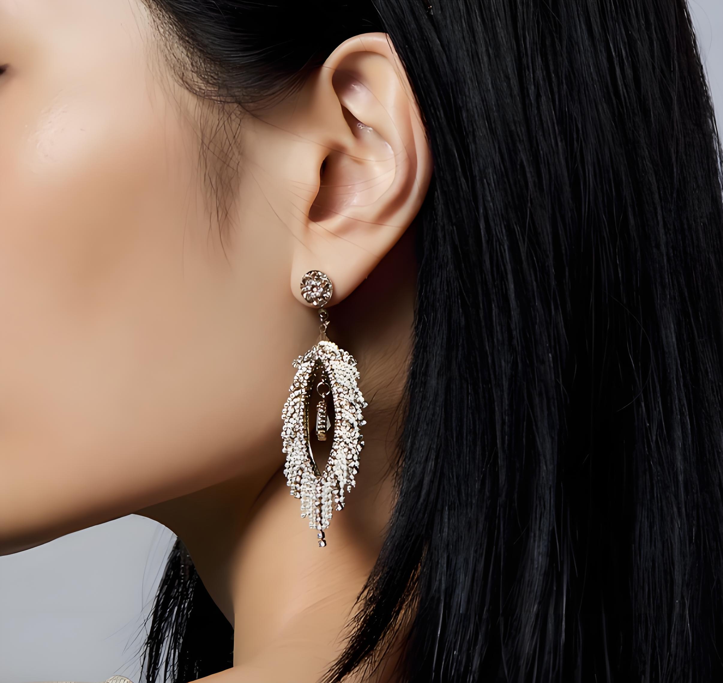Europe and America White Rhinestone Zircon Chandelier Earrings Elegant Teardrop Dangle Drop Earrings for Women
