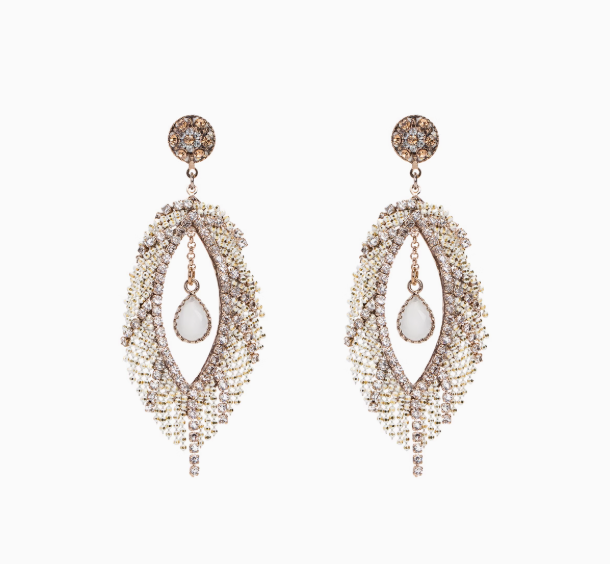 Europe and America White Rhinestone Zircon Chandelier Earrings Elegant Teardrop Dangle Drop Earrings for Women