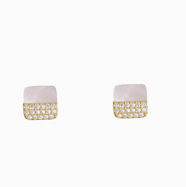 Temperament squares, full of diamond earrings, earrings, high-quality earrings, women