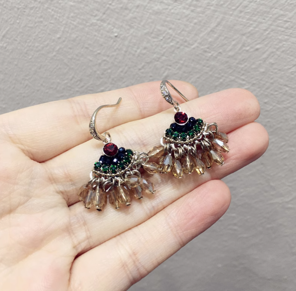 Fashion Jewelry Dainty Bohemian Vintage Colorful Crystal Stone Seed Bead Handmade Beaded Summer Tassel Drop Earrings for Women