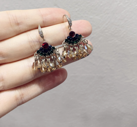 Fashion Jewelry Dainty Bohemian Vintage Colorful Crystal Stone Seed Bead Handmade Beaded Summer Tassel Drop Earrings for Women