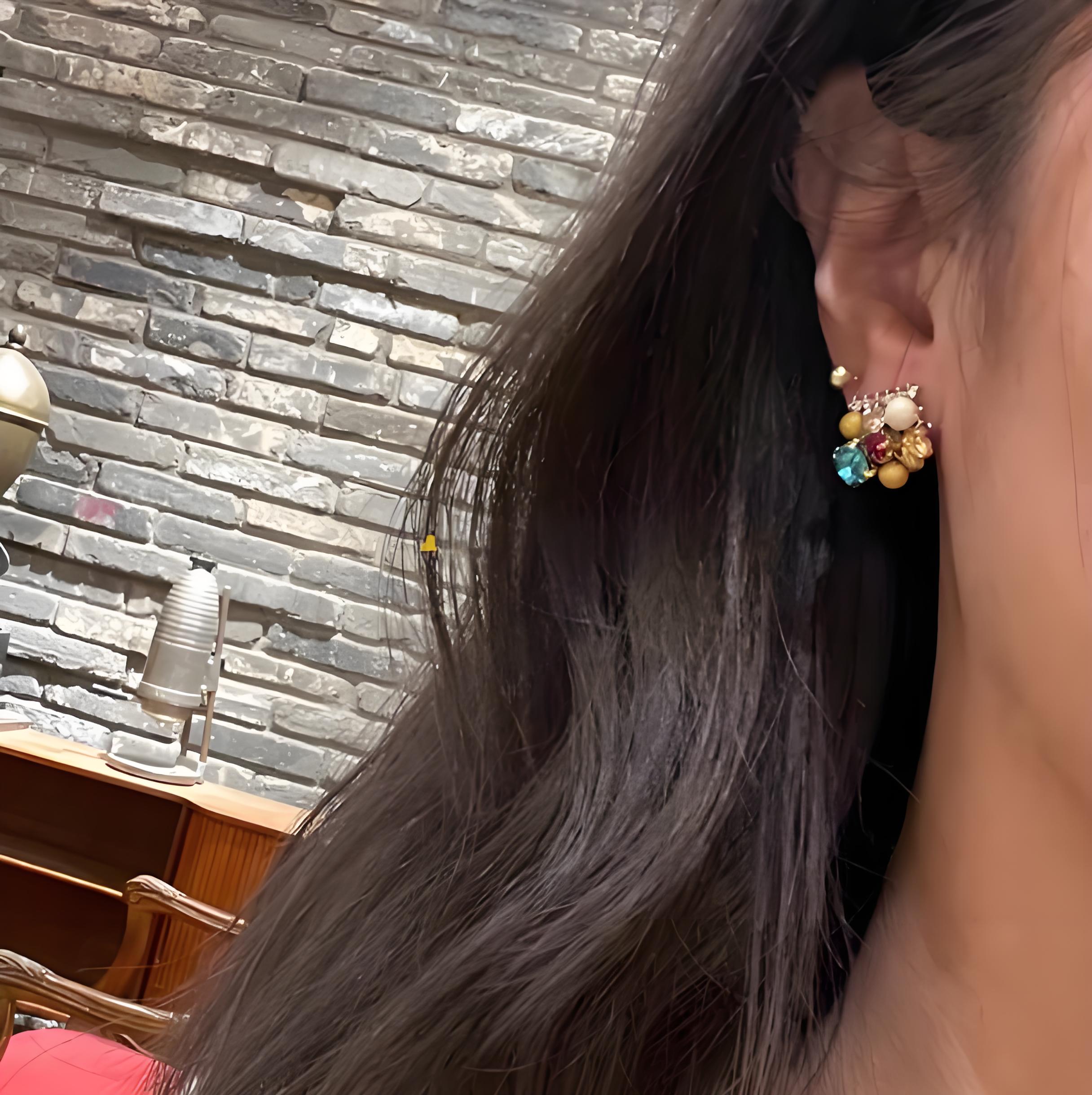 Vintage Heavy Industries colorful beaded earrings niche design stud earrings