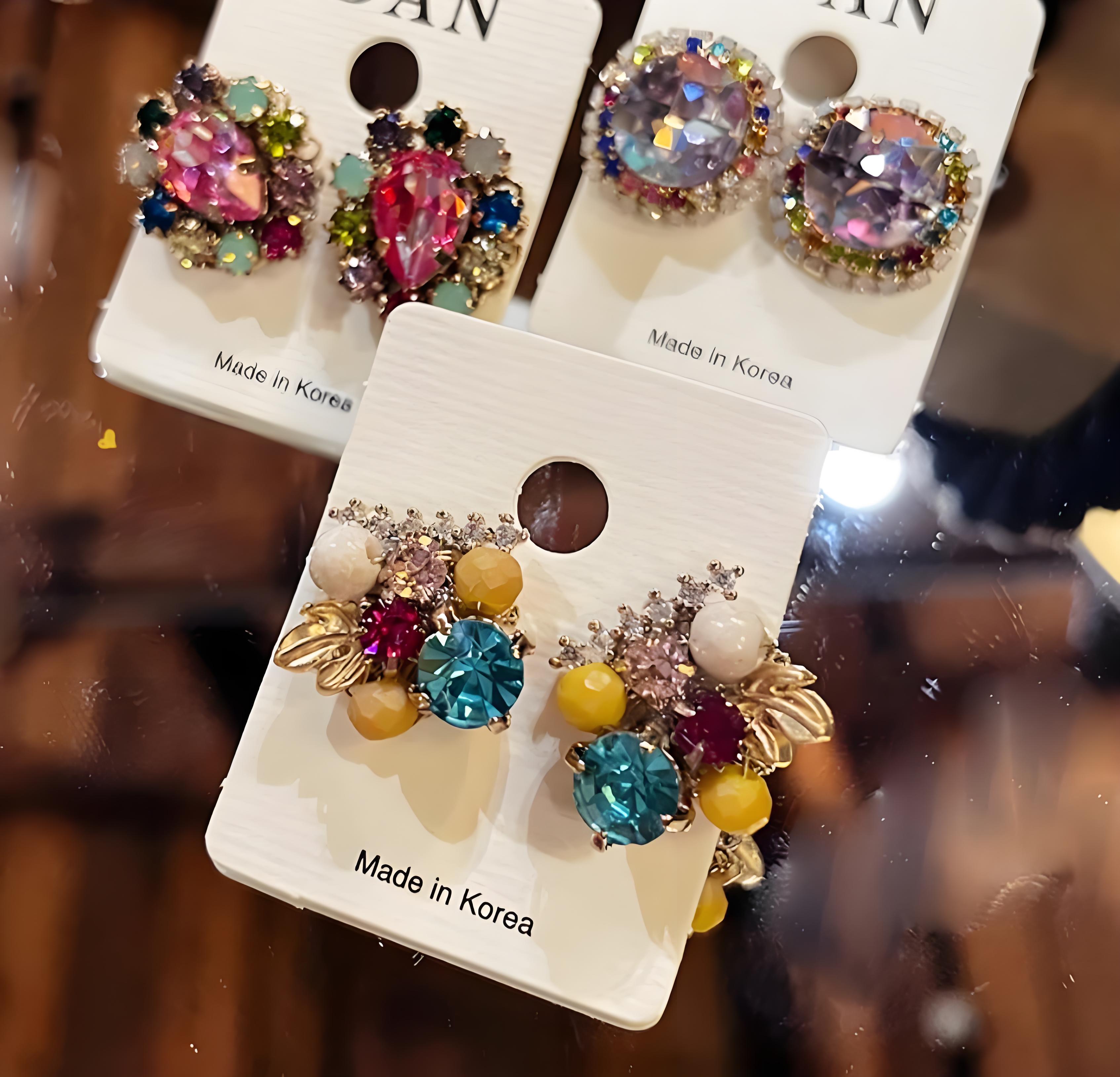 Vintage Heavy Industries colorful beaded earrings niche design stud earrings