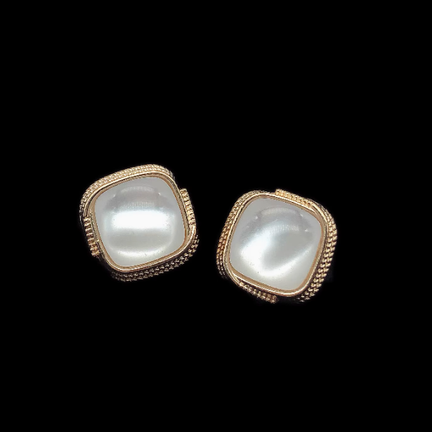 Gold Stud Vintage Earrings With Square Luxury Imitation Pearl Women Earrings Jewelry