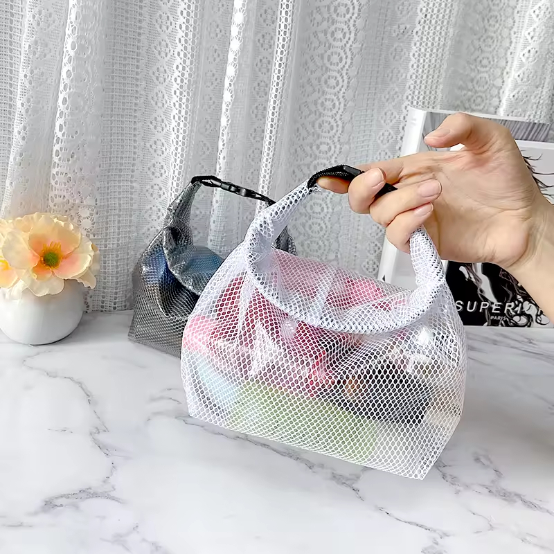 Customizable Transparent PVC Mesh Storage Bag Waterproof Square Bottom Plastic for Swimming Socks and Clothing