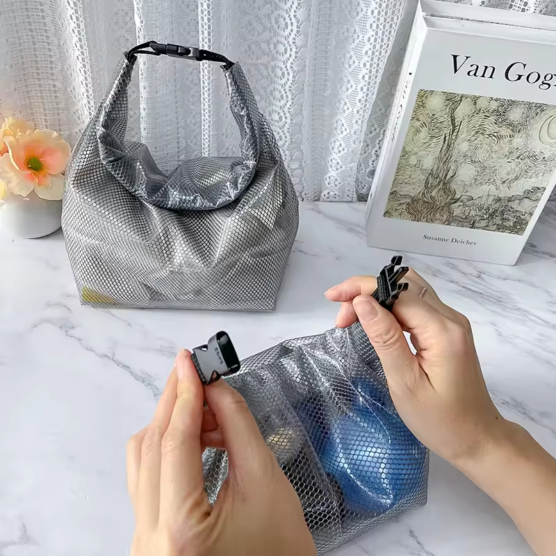 Customizable Transparent PVC Mesh Storage Bag Waterproof Square Bottom Plastic for Swimming Socks and Clothing